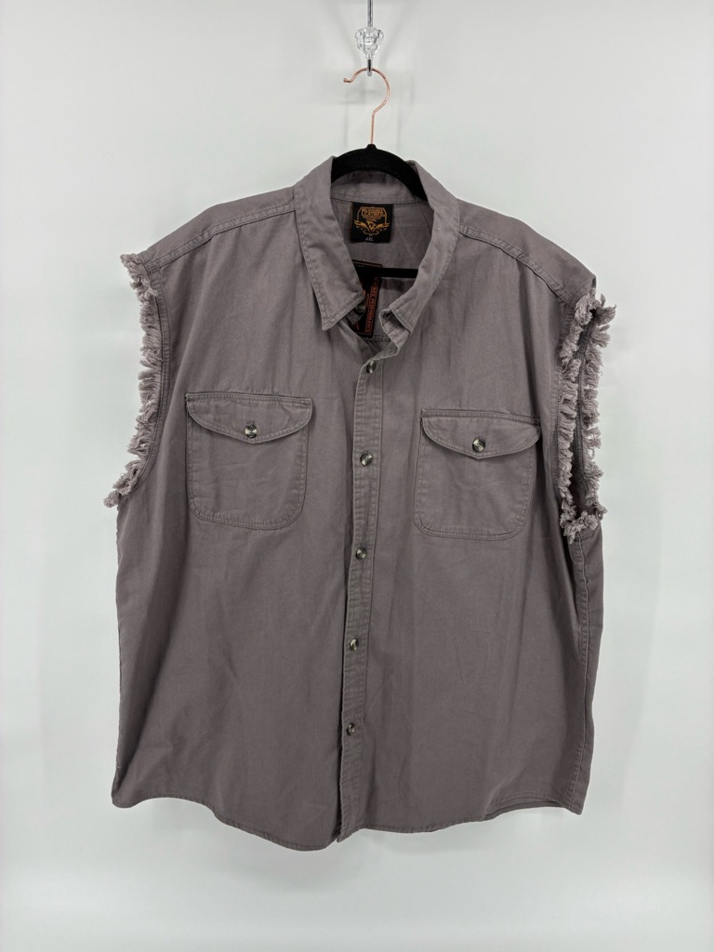 Milwaukee Leather Sleeveless Frayed Button-Front Shop Vest